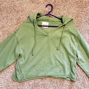Aerie Drawstring Pullover Hoodie in Leaf Green Size Medium